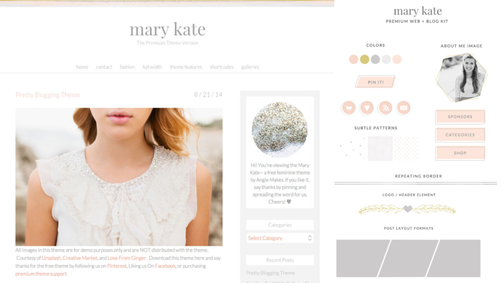 Free Feminine wordpress theme.
Mary kate wordpress theme
