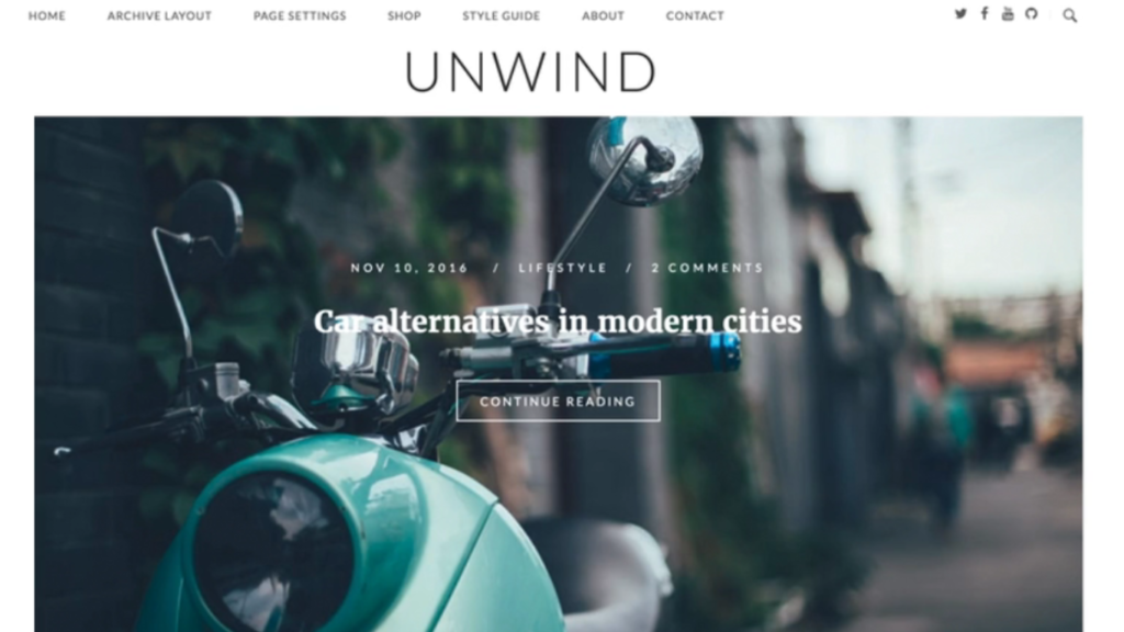 Free Feminine wordpress theme. Unwind wordpress theme
